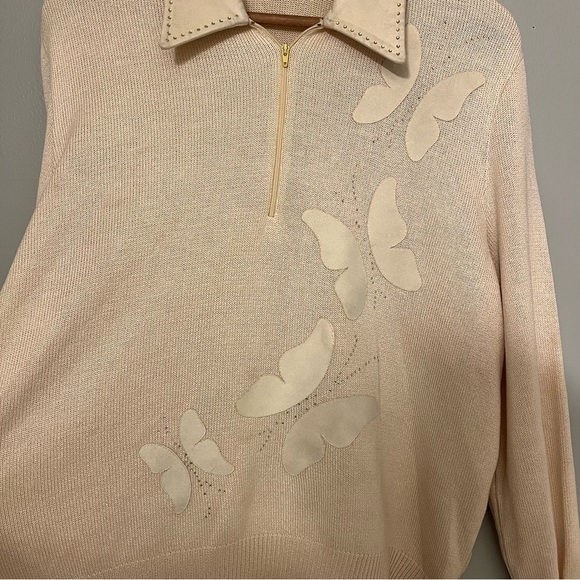 Philippe Marques Vintage Long Sleeve Collared 1/4 Zip Butterfly Sweater Size 16 - Picture 14 of 16
